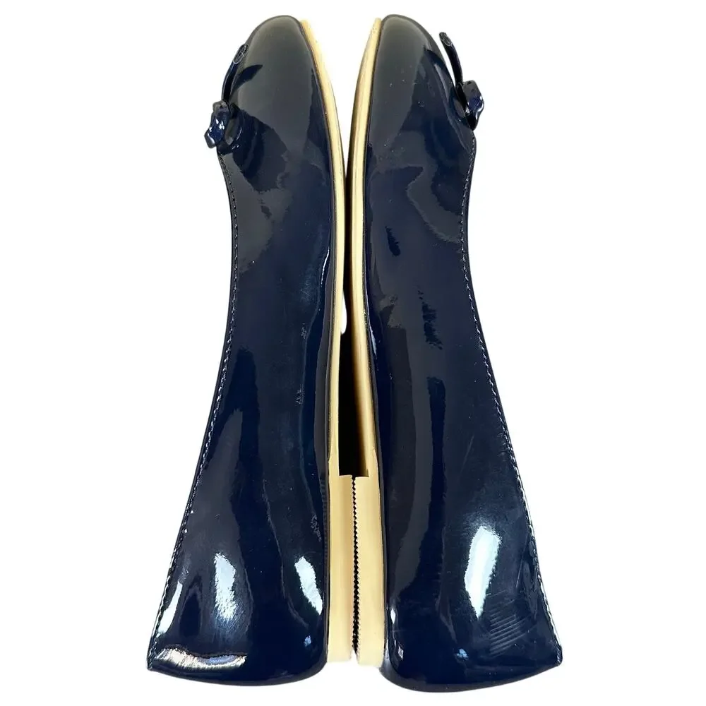 Janie and Jack Patent Ballet Flat in Merchant Marine Navy, Size 13